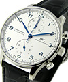 IWC Portuguese - Automatic Chronograph Steel on Strap with Silver Dial 
